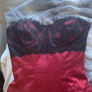 Red and black cocktail dress